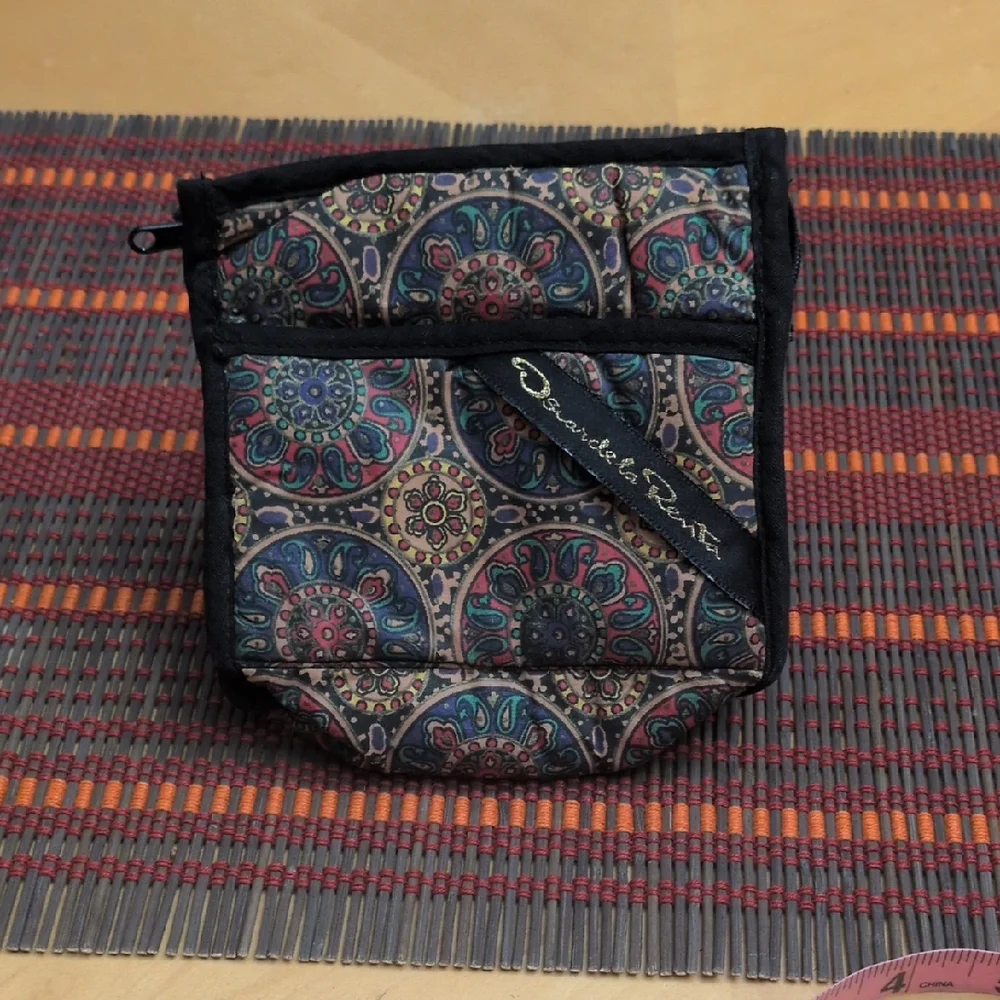 Oscar de la Renta Vintage Multicolor Mandala Cosmetic Bag